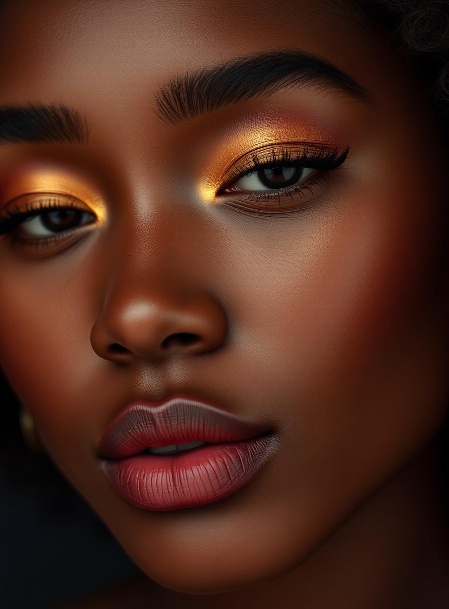 Beauty close-up · gold cosmetics