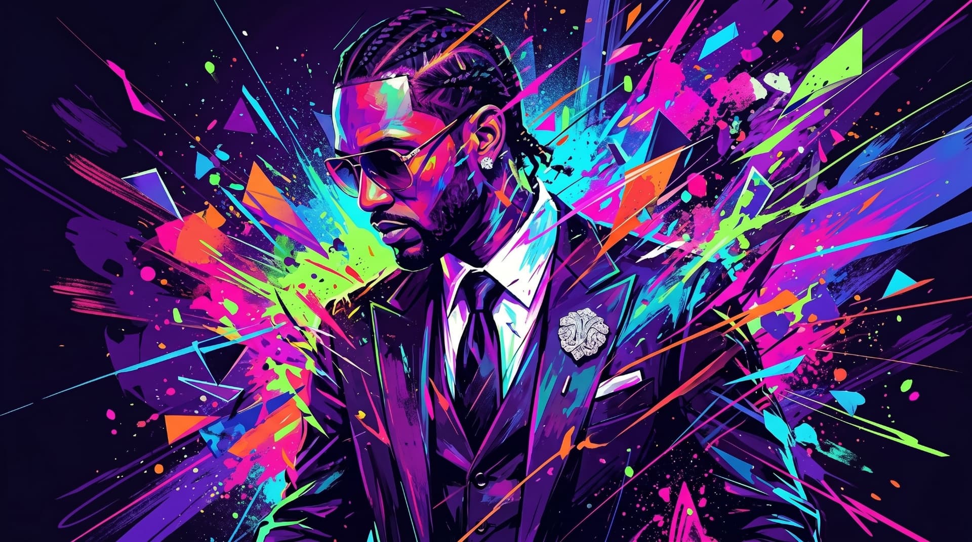 Neon pop-art · illustrated portrait