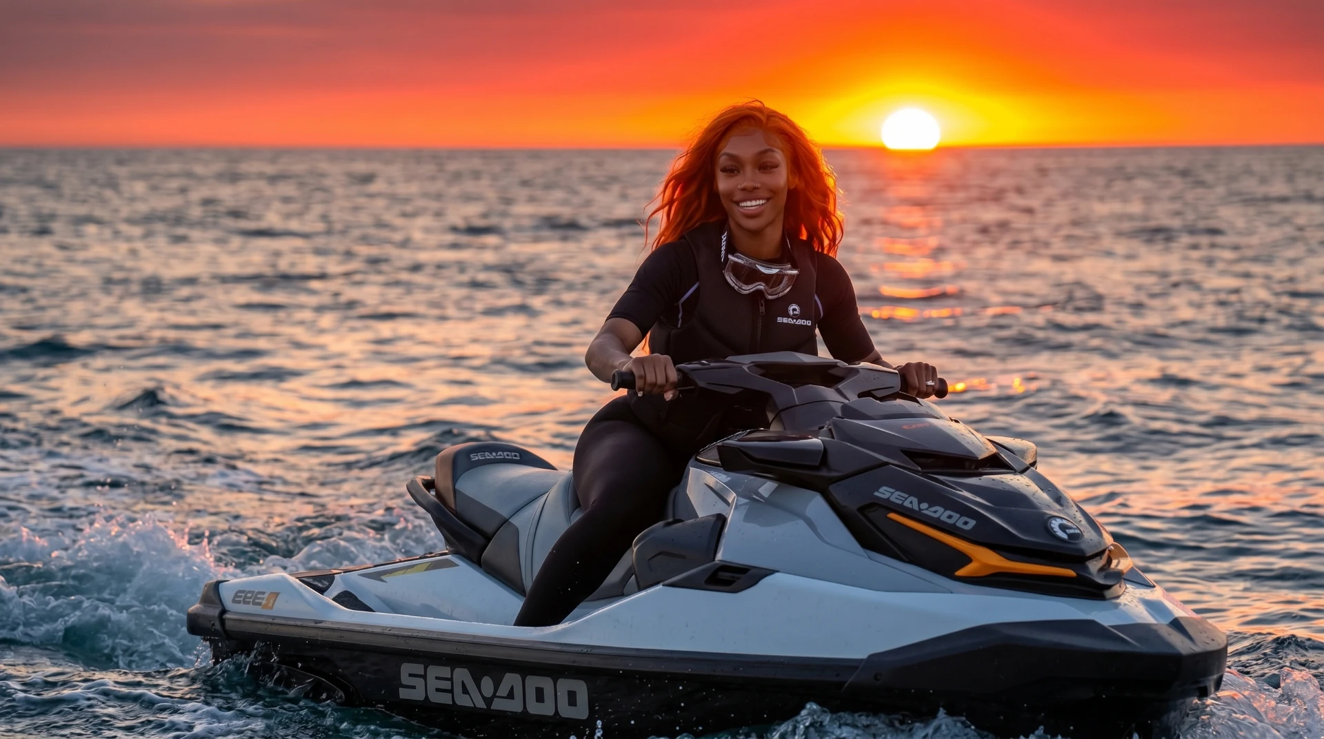 Sunset jet ski · open water