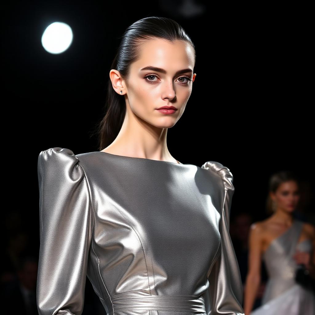 Runway · metallic couture gown